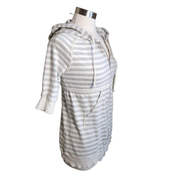 Intimately Free People Jacket‎ Gray Stripe Hooded Tie Waist Lounge Ivory small - Picture 2 of 14